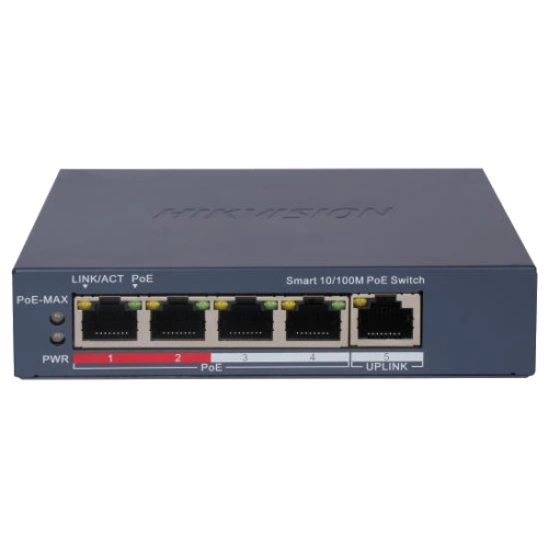 Комутатор 5 портів керований Hikvision DS-3E1105P-EI/V2 POE