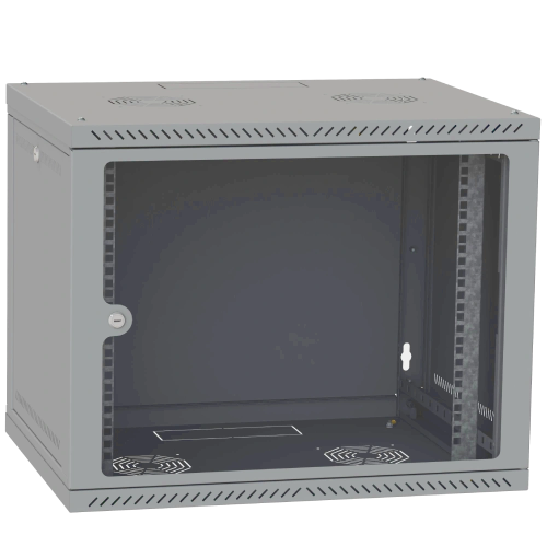 Шафа телекомунікаційна двері скло (сіра) IPCOM 9U 600x600