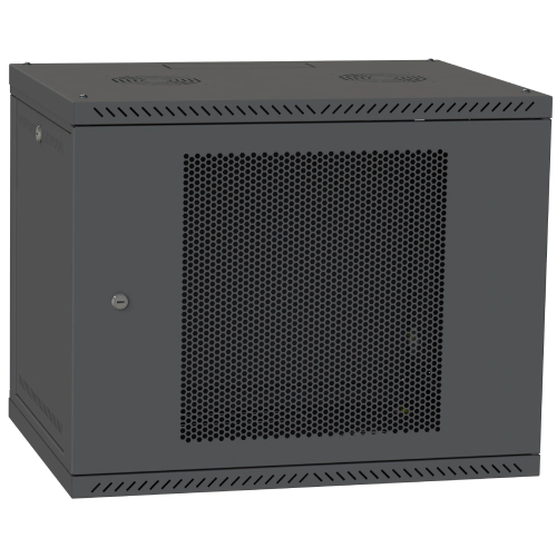 Шафа телекомунікаційна двері перфорація (чорна) IPCOM 12U 600x600