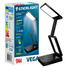 Світильник настільний світлодіодний з акумулятором ENERLIGHT VEGA 9Вт 3000-6000K black