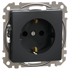 Розетка з заземленням та зі шторками Чорний Sedna Design Schneider Electric Sedna Design & Elements SDD114022