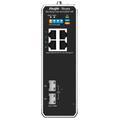 Комутатор 6 портів керований Ruijie Reyee RG-NIS2100-4GT2SFP-HP PoE++