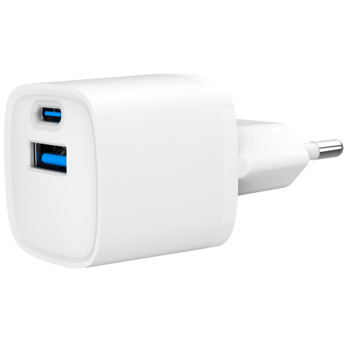 Мережевий зарядний пристрій Gembird TA-UC-PDQC20-W-01 (USB Type A + USB Type C)