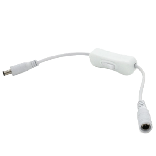 Подовжувач живлення з вимикачем DC-F => DC-M (D 5,5x2,5мм) White