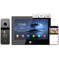 Комплект відеодомофону Neolight ALPHA Hybrid Black + SOLO IP Graphite з кутком, PoE адаптер для панелі виклику