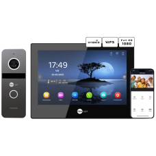 Комплект відеодомофону Neolight ALPHA Hybrid Black + SOLO IP Graphite з кутком, PoE адаптер для панелі виклику