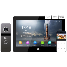 Комплект відеодомофону Neolight MEZZO Hybrid Black + SOLO IPW Graphite з кутком, PoE адаптер для панелі виклику