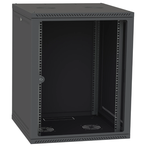 Шафа телекомунікаційна двері скло (чорна) IPCOM СН-18U 600х600