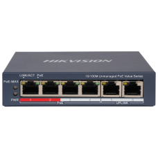 Комутатор 6 портів некерований Hikvision DS-3E0106P-E/M(B) POE