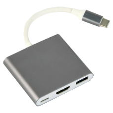 Адаптер-перехідник Cablexpert A-CM-HDMIF-02-SG USB-C на HDMI/USB 3.0/USB-C