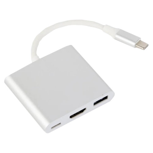 Адаптер-перехідник Cablexpert A-CM-HDMIF-02-SV USB-C на HDMI/USB 3.0/USB-C