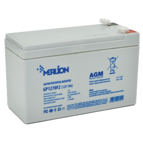 Акумуляторна батарея MERLION AGM GP1270F2 12В 7А•г