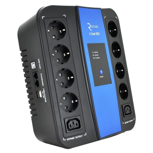 Джерело безперебійного живлення Ritar U-Smart-1000 600 Вт AVR 8xSCHUKO RJ45