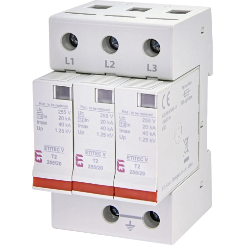 Обмежувач перенапруги ETI TEC V T2 255/20 (3+0)