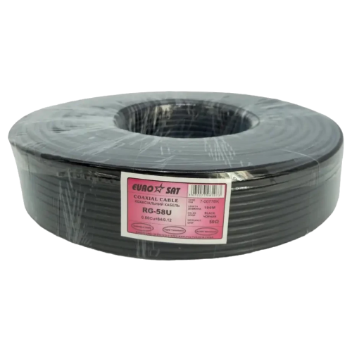 Кабель коаксіальний RG-58U (0.8СU+2.9PE+Al foil+64х0,12CCA) 5мм 100м