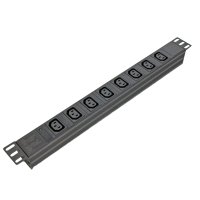 Блок 19" на 8 роз. С13, 10А, з індикат., без шнура, чорний, 1U, Kingda Kingda KD-IEC1008WKPB19A-C14