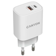 Мережевий зарядний пристрiй Canyon H-08 white (QC18W/PD 20W)