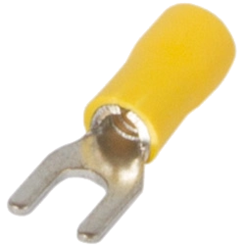Ізольований накінечник вилковий 0.5-1.5 кв.мм, жовтий Enext e.terminal.stand.sv.1,25.5.yellow