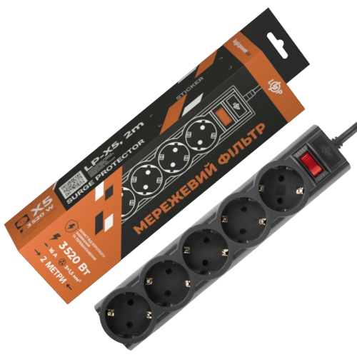 Подовжувач мережевий (фільтр) PREMIUM LP-X5-2 Black