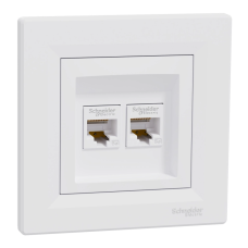 Розетка комп'ютерна подвійна біла Schneider Electric Asfora EPH4400121 RJ45 5e