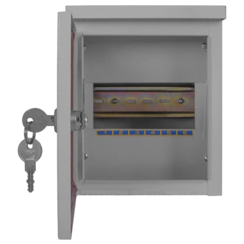 Шафа металева, під 6мод., герметична IP54, навісна, з замком E.NEXT e.mbox.stand.n.06.z