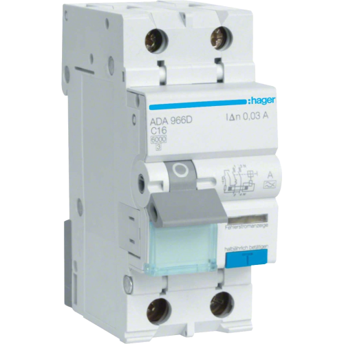 Дифавтомат 1P+N, 6kA, C-16A, 30mA, A Hager ADA966D
