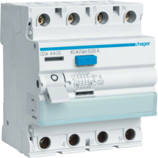 Диференціальне реле 4P, 6kA, 40A, 30mA, A Hager CDA440D