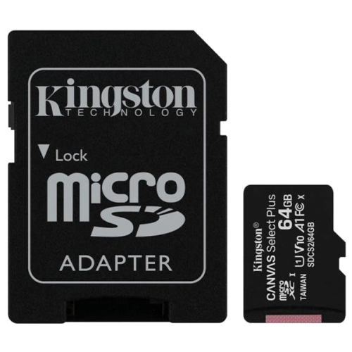 Карта пам'яті Kingston 64GB microSDXC Canvas Select Plus 100R A1 C10 Card + ADP