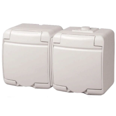 Розетка 2-на з з/к Schuko RHE-2s(біла/біла кришка, IP54) ETI Hermetics 4668019