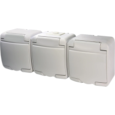 Розетка 3-на з з/к Schuko RHE-3s (біла/біла кришка, IP54) Hermetics ETI 4668023