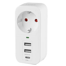 Мережевий адаптер Type-C з заземленням VIDEX ONCORD 1п 2.4A 2USB+USB-C