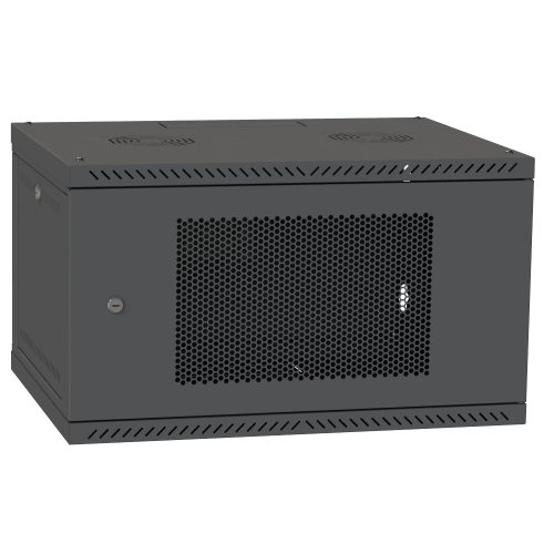 Шафа телекомунікаційна двері перф (RAL9005) IPCOM 4U 600x350