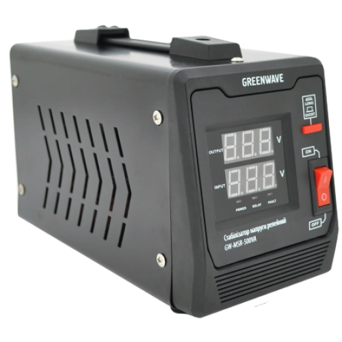 Стабілізатор напруги релейний 1xShuko, DC140-260V, AC220, BOX, Q Green Wave Mauser 500VA (350Вт)
