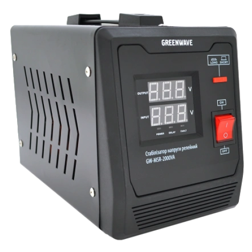 Стабілізатор напруги релейний 1xShuko, DC140-260V, AC220±8%, BOX Green Wave Mauser 2000VA (1400Вт)